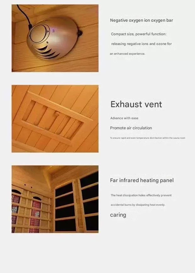 Interior of 3-person sauna with wood benches